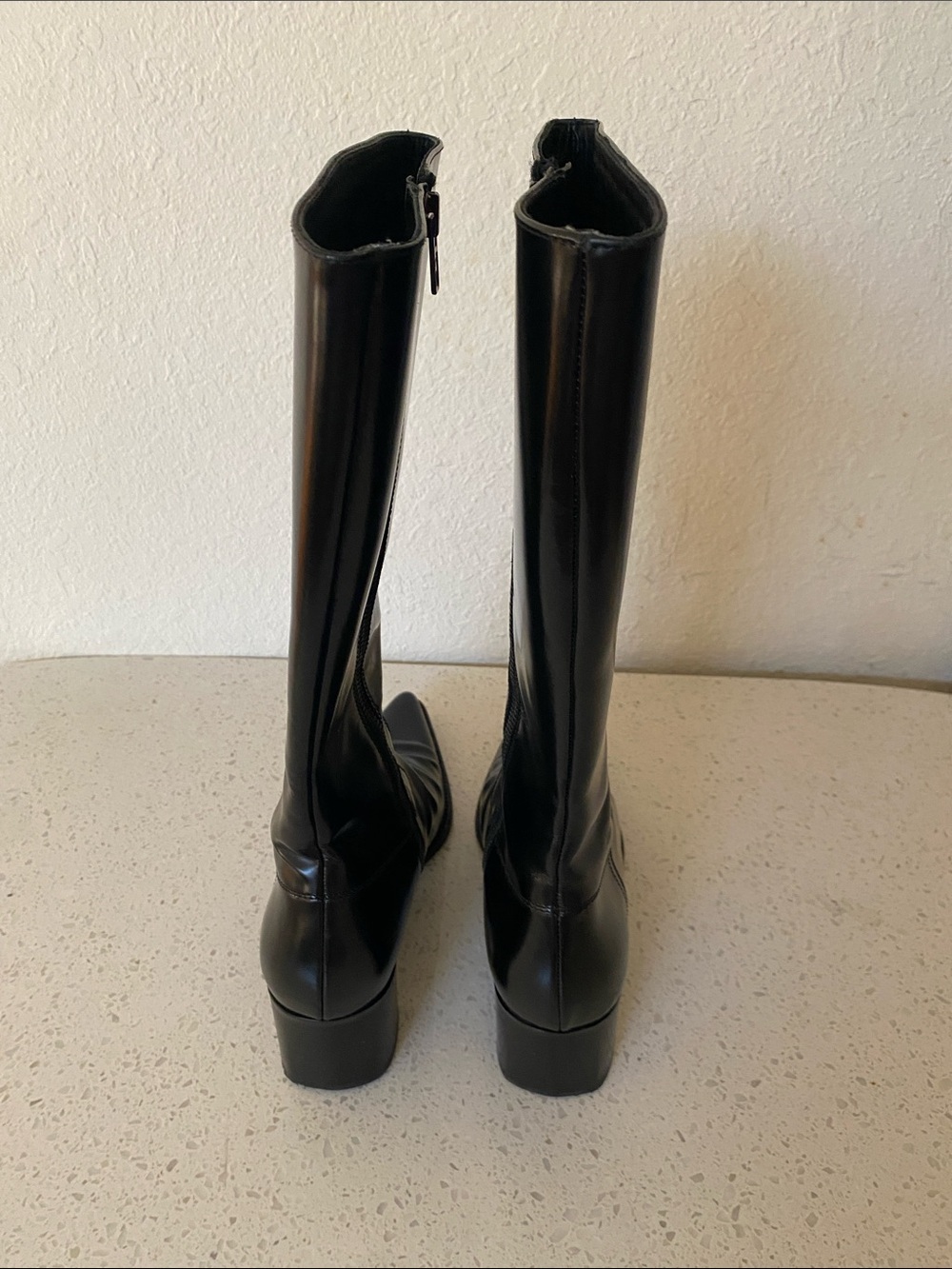 Miu Miu Black Pointed Over-the-Knee Leather Boots - Picture 3 of 16